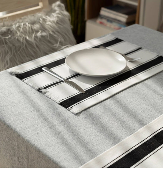 TBL0032 - Stripe Design Canvas Cotton Placemat - 13"X19"