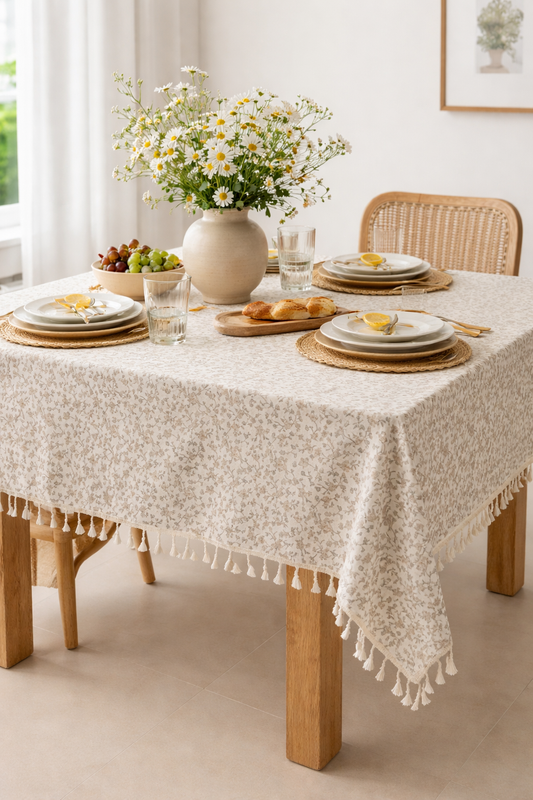 Spring Floral Cotton Tablecloth