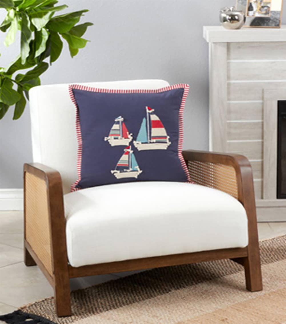 971 - Sail Boats Appliqué 18" Throw Pillow