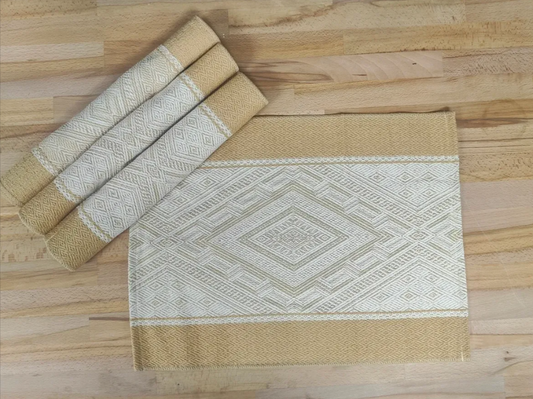PM005 - Mustard Woven Diamond Pattern Cotton Blend Placemat