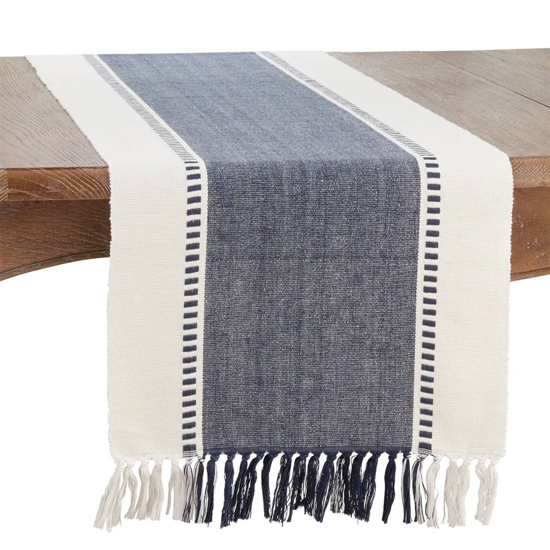 784 - Navy Blue Stripe Cotton 16"x72" Table Runner