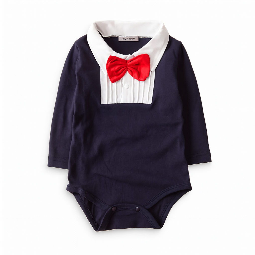 Navy Blue Tuxedo Cotton Baby Bodysuit