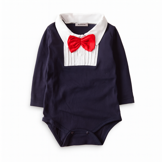 Navy Blue Tuxedo Cotton Baby Bodysuit