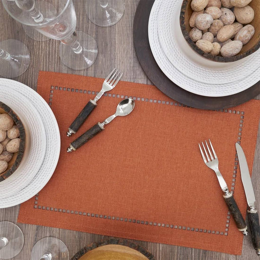 9738 - Rust Laser-Cut Hemstitch 13X19 Inch Placemat