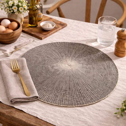 Slate Sunburst Handwoven 15" Round Placemat