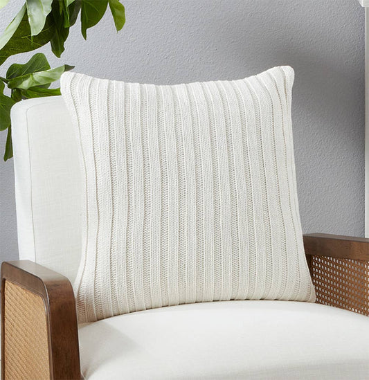 13120 - Ivory Knit Cotton 20" Decorative Throw Pillow