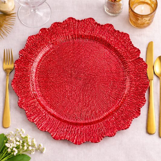 Red Starburst 14" Charger Plate