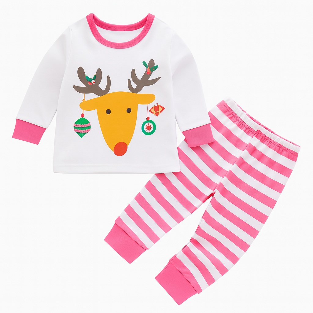 Pink Deer Toddler 2pcs Festive Clothes Set