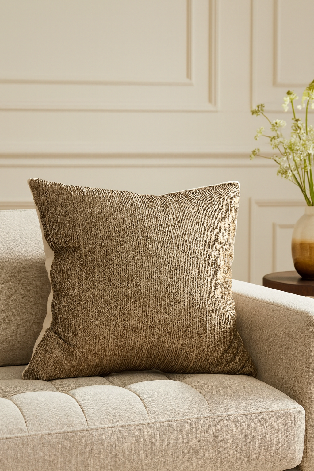 529 - Natural Seed Bead Down-Filled 18" Throw Pillow