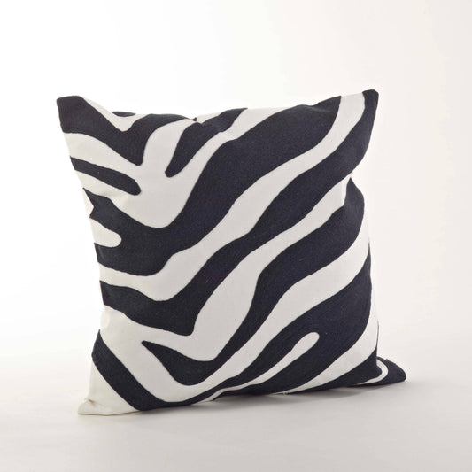 Navy Crewel Work Zebra Cotton Decorative Throw Pillow Cover