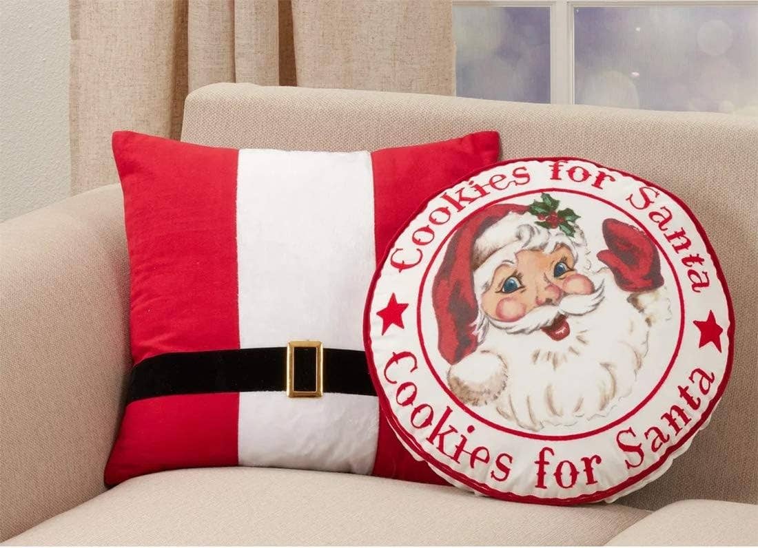 2217 - Santa Festive 17" Round Filled Throw Pillow