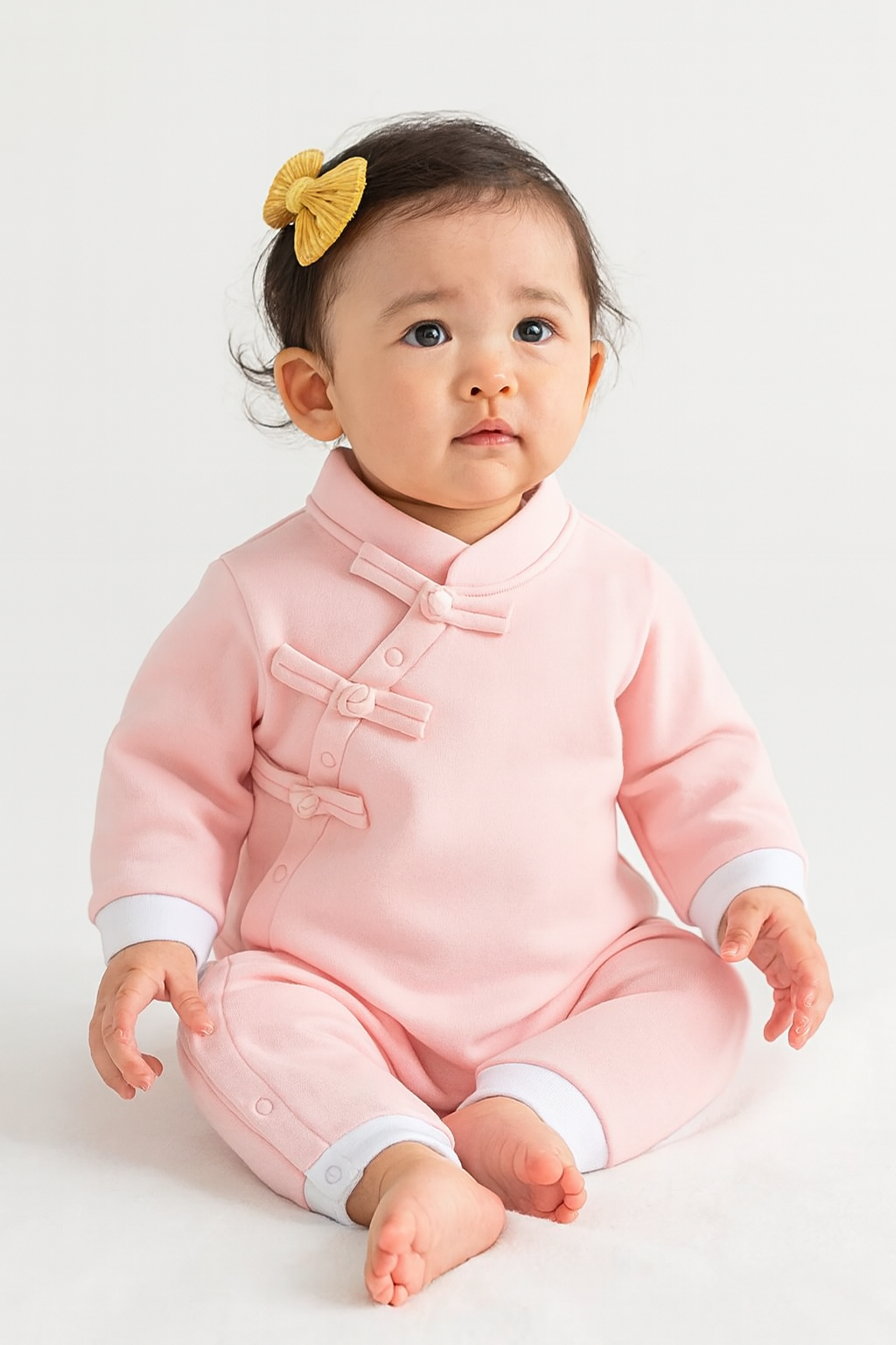 Pink Traditional Chinese Inspired Baby Romper