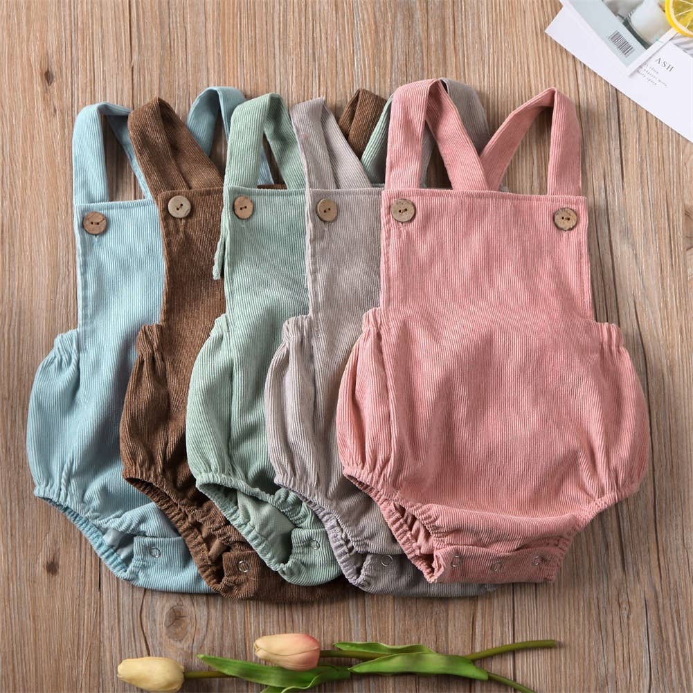 Corduroy Backless Baby Romper