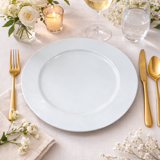 White Faux Mother of Pearl 13" Charger Plate
