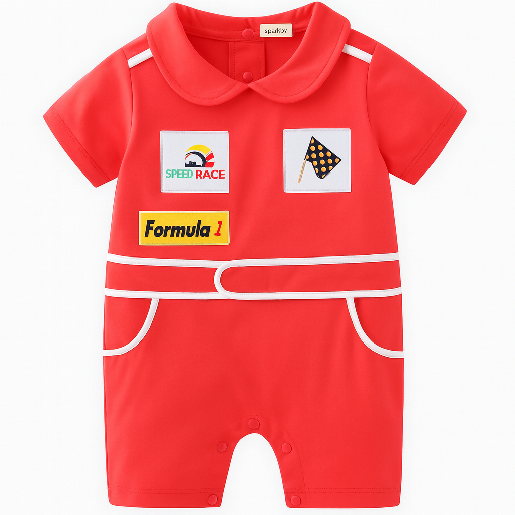 Red Car Racer Cotton Baby Romper