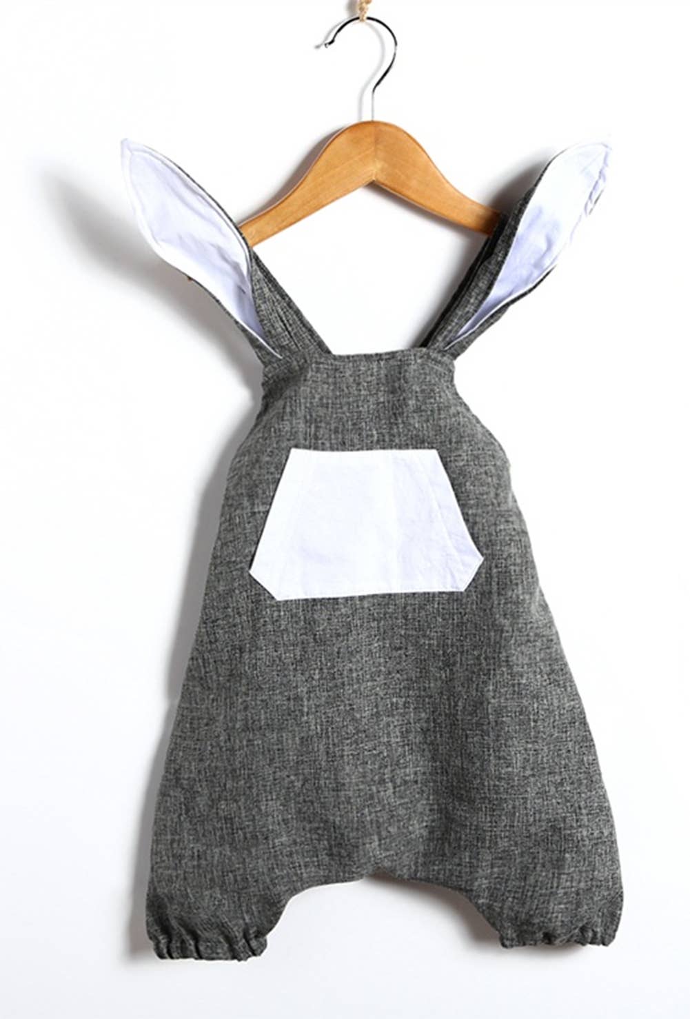 Grey Adjustable Bunny Ears Harem Toddler Romper