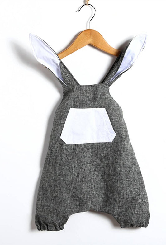 Grey Adjustable Bunny Ears Harem Toddler Romper