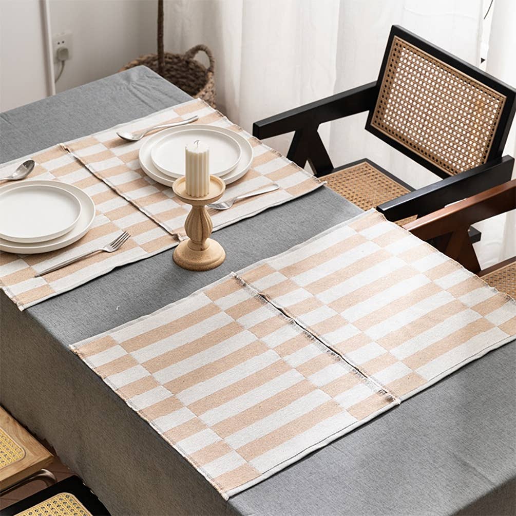 PM0025 - Natural Stripe Reversible Woven Placemat