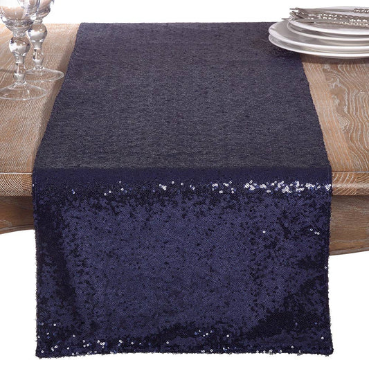 1963 - Navy Blue Shimmering Sequin Party Even Table Runner