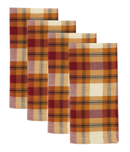 1910 - Rust Plaid Cotton 20" Dinner Napkin