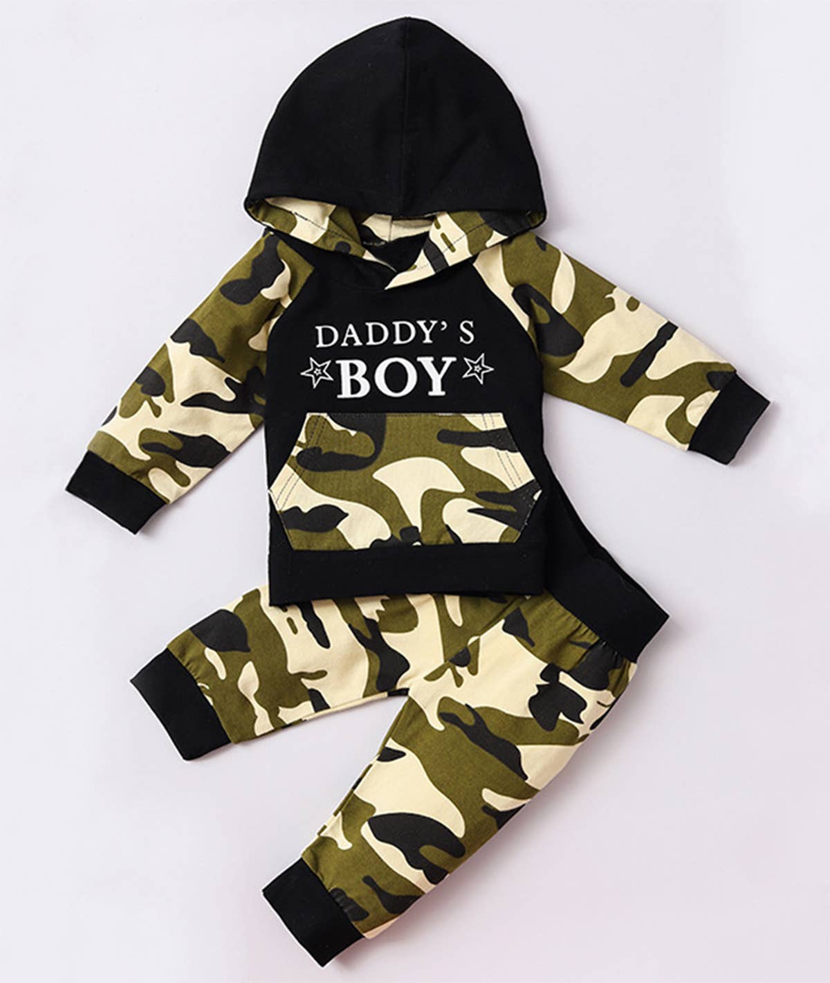 Camouflage Daddy's Boy Green Black Baby Hoodie