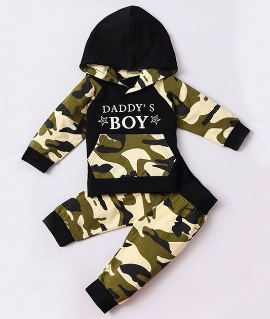 Camouflage Daddy's Boy Green Black Baby Hoodie