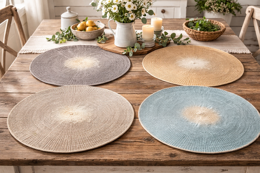 Two-Tone Sunburst Handwoven 15" Round Placemat - 4 Colors