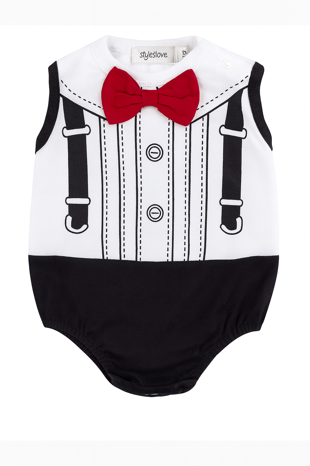 Tuxedo Print 3D Bowtie Baby Bodysuit