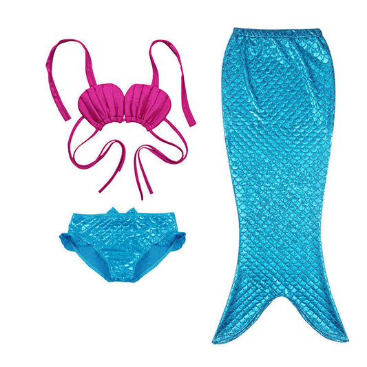 Pink-Blue 3-Piece Girl Mermaid Outfit