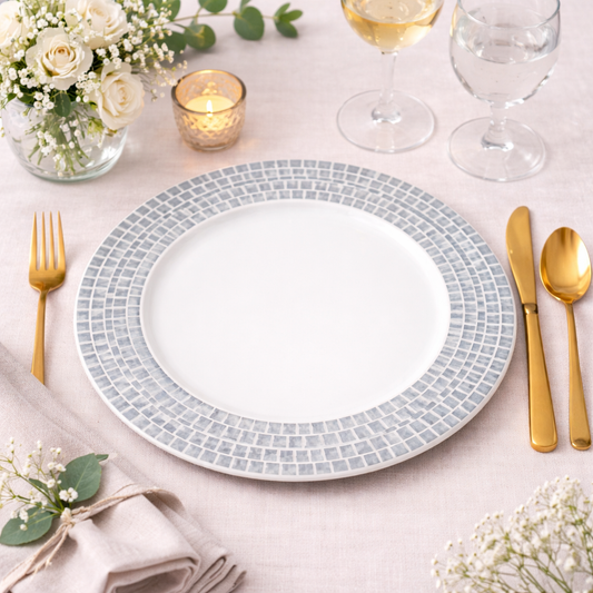 Silver Tile Border 13" Charger Plate