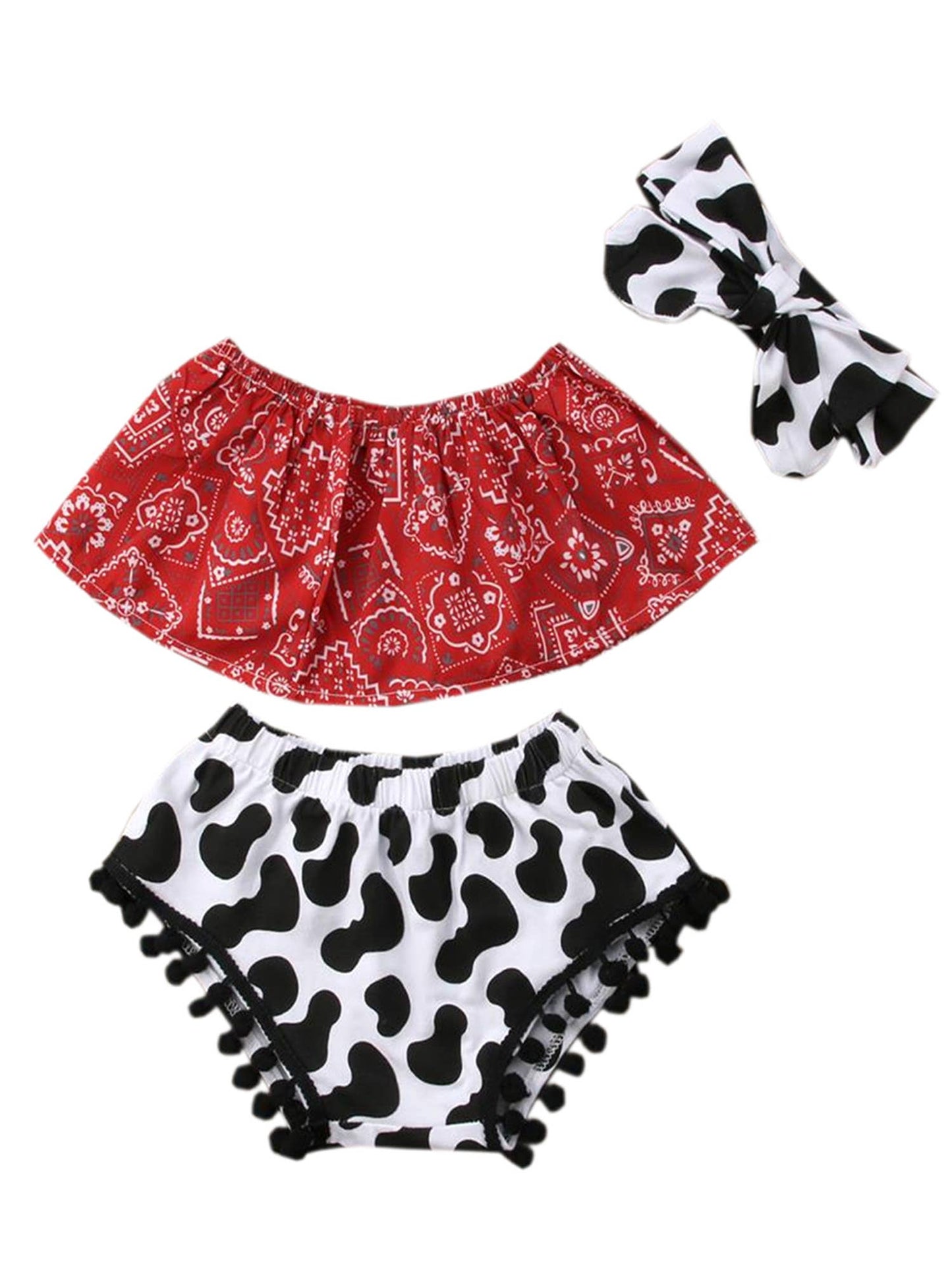 Red Bandana 3-Piece Baby Girl Outfit