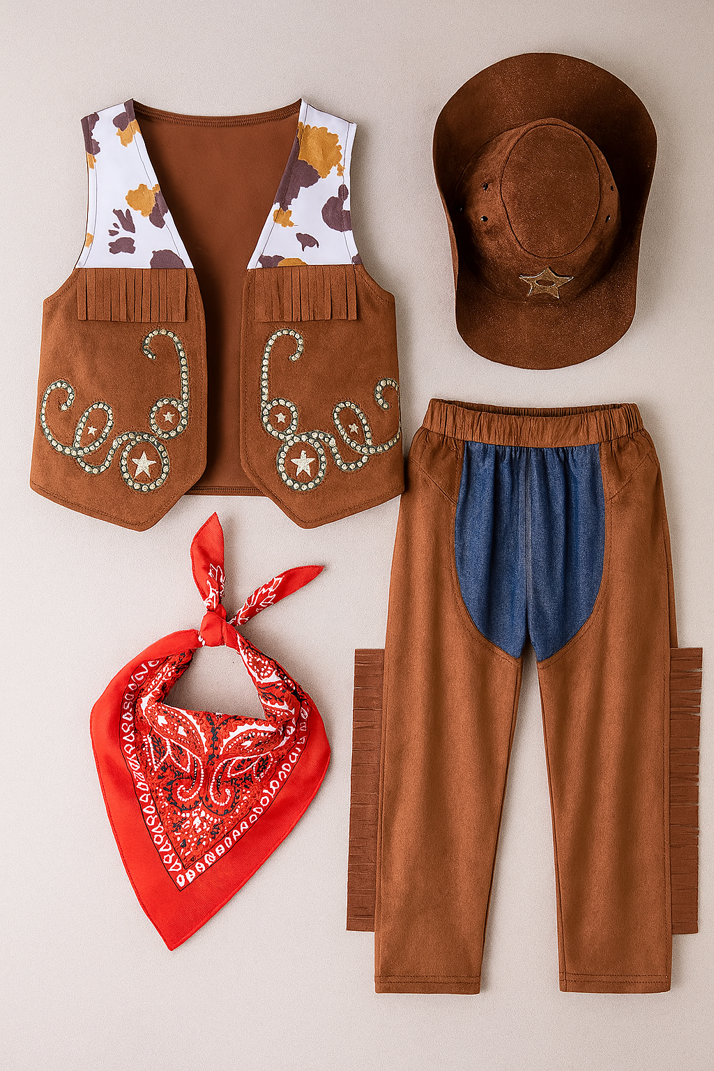 Cowboy 4-Piece Children’s Costume Outfit – Sizes Age 1-11