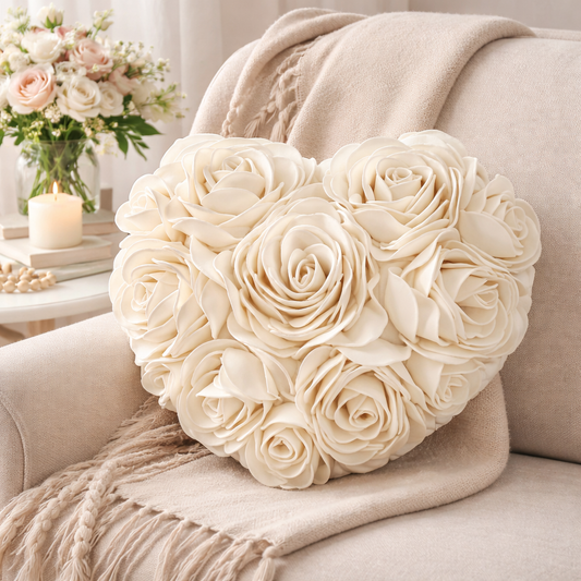 White Heart Felt Filled 13" Pillow