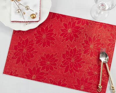 8857 - Red Gold Poinsettia Placemat