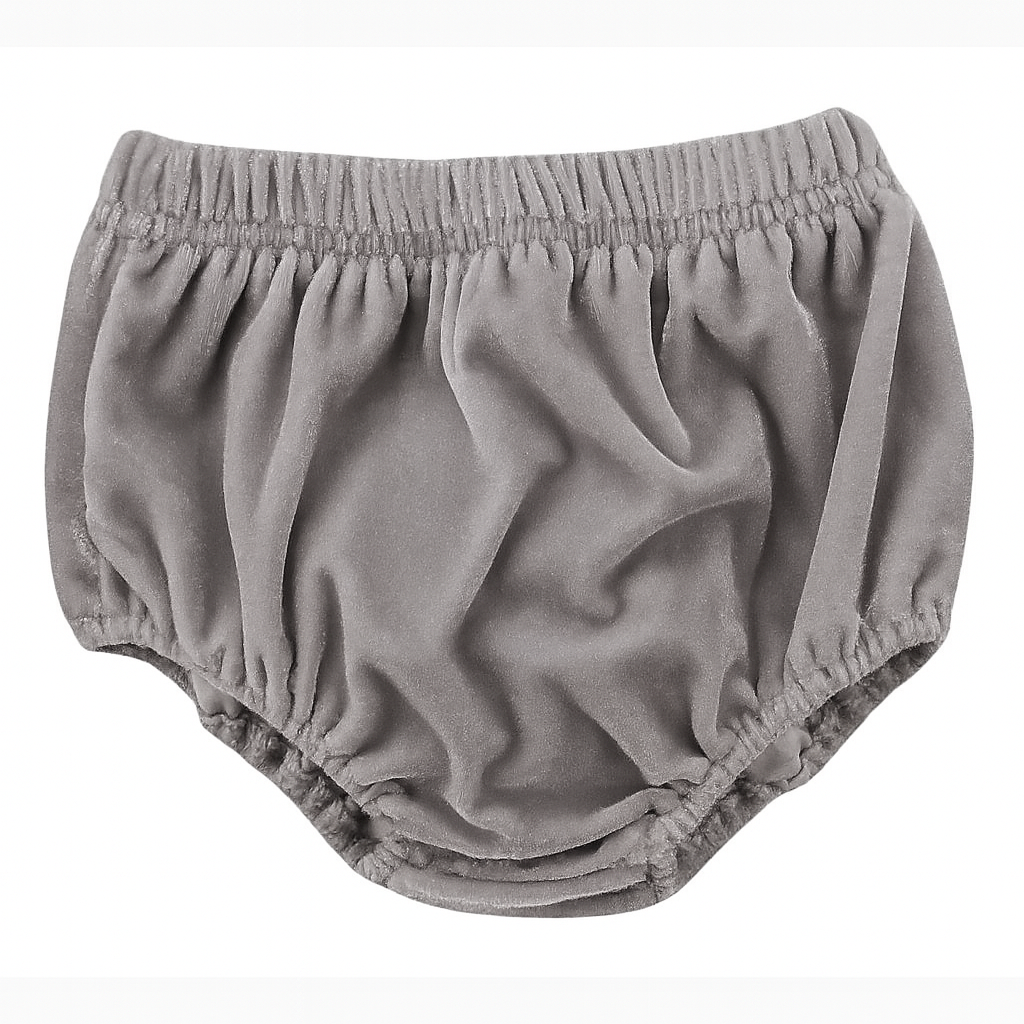 Grey Velvet Baby Girl Bloomers
