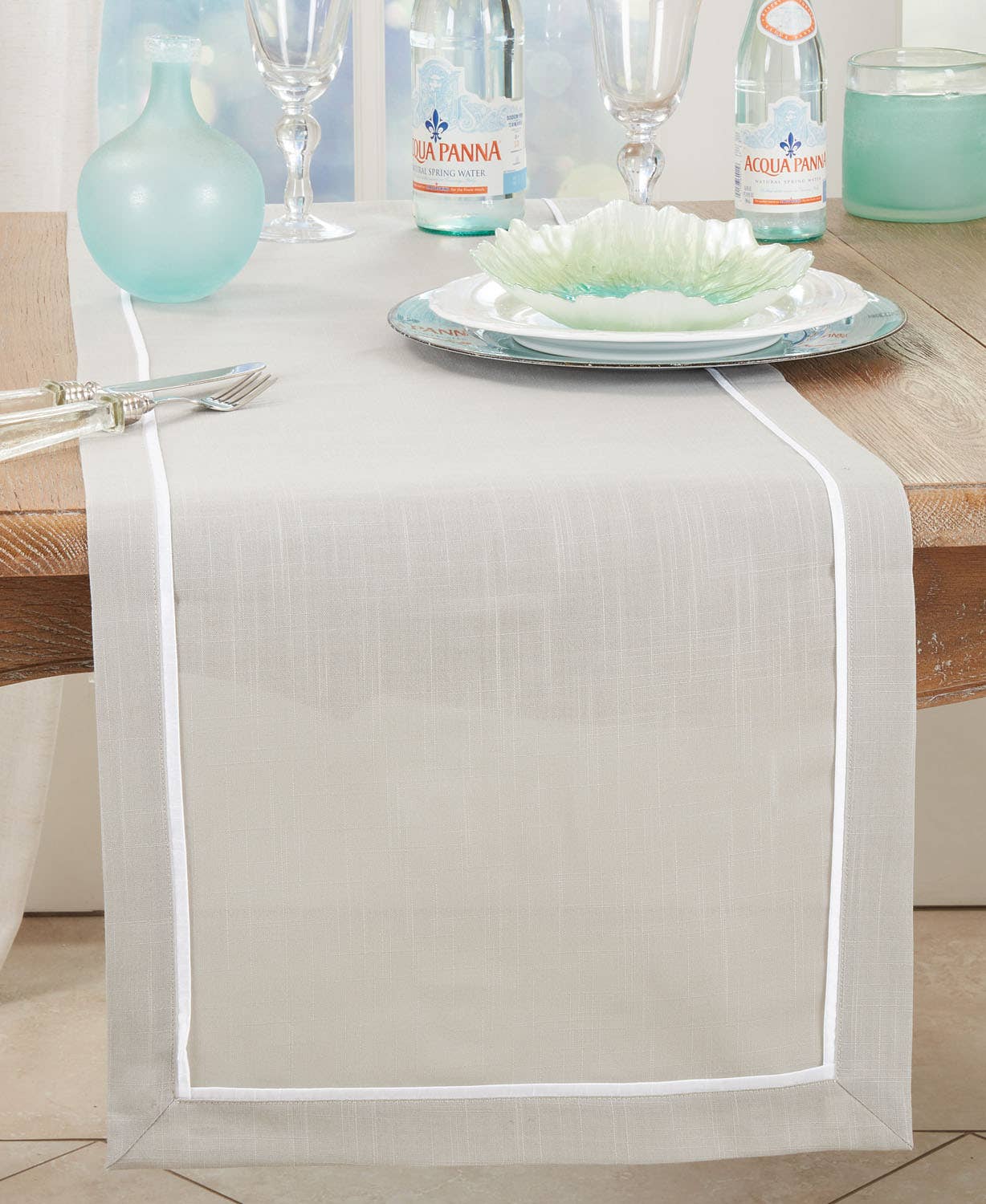 13257 - Grey Classic Pleated 16X70 Table Runner