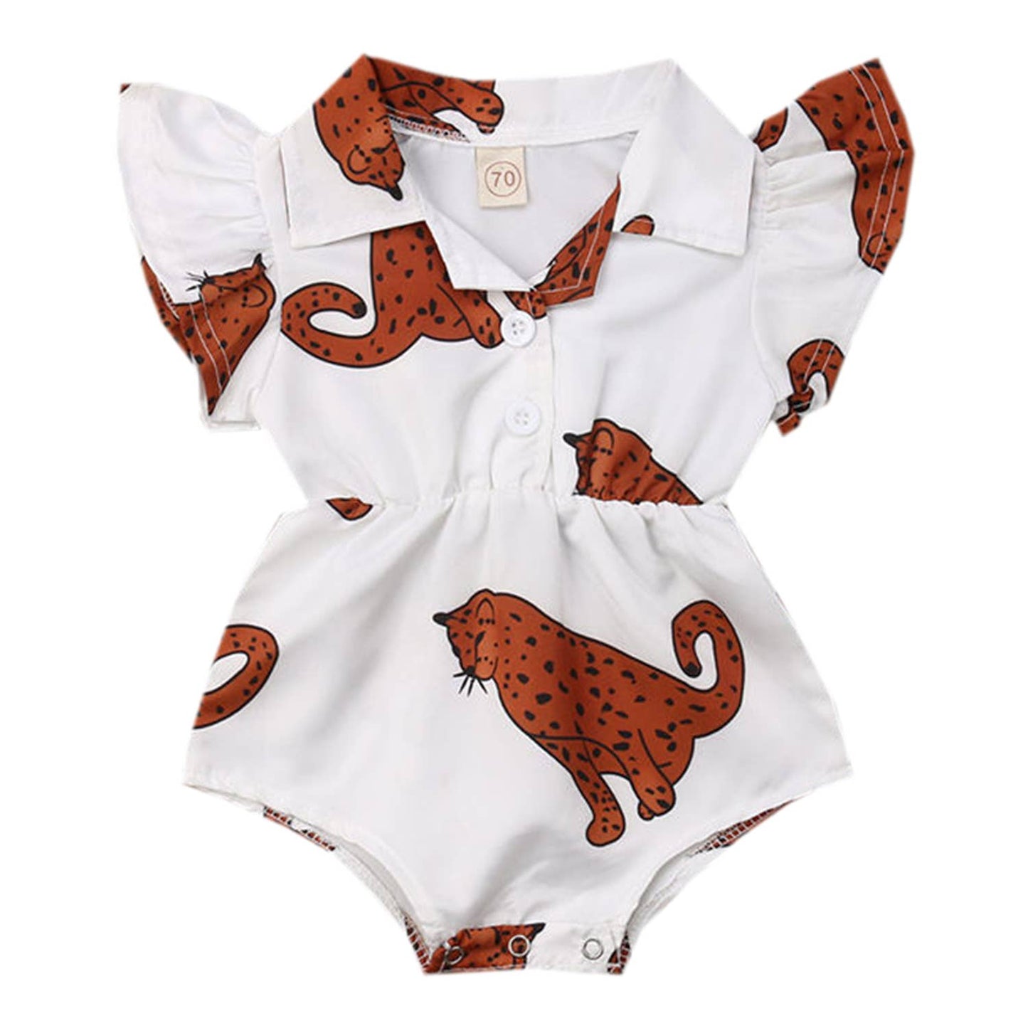 Leopard White Baby Romper