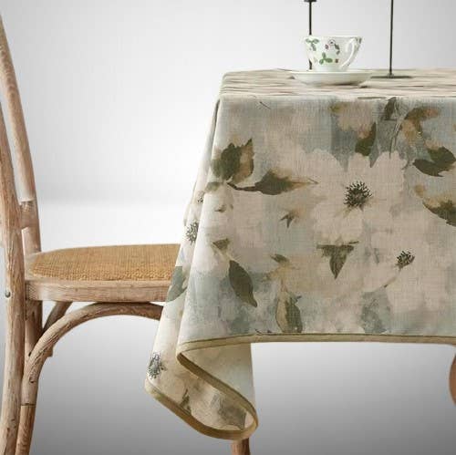 TBL0078 - Beige Blossom Floral Tablecloth
