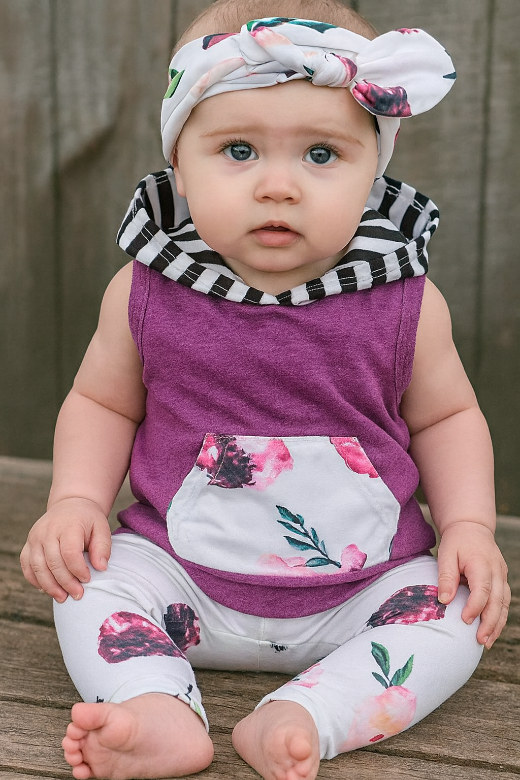 Purple Floral 3-Piece Baby Girl Outfit