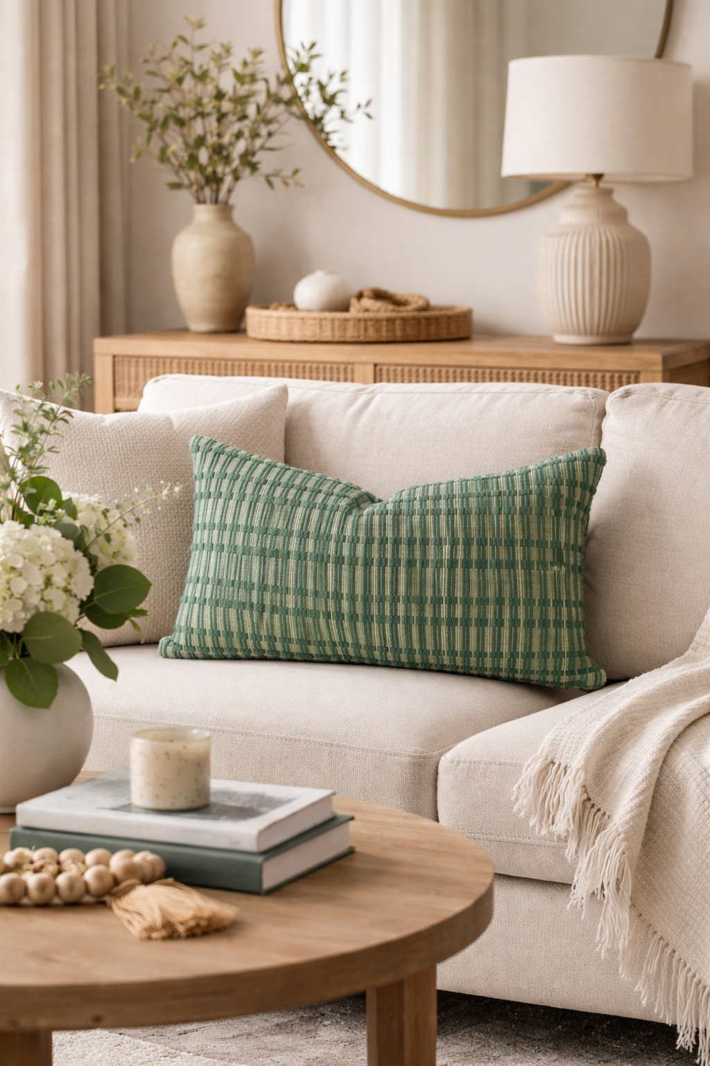 Emerald Textured Modern Woven 12"x20" Throw Pillow