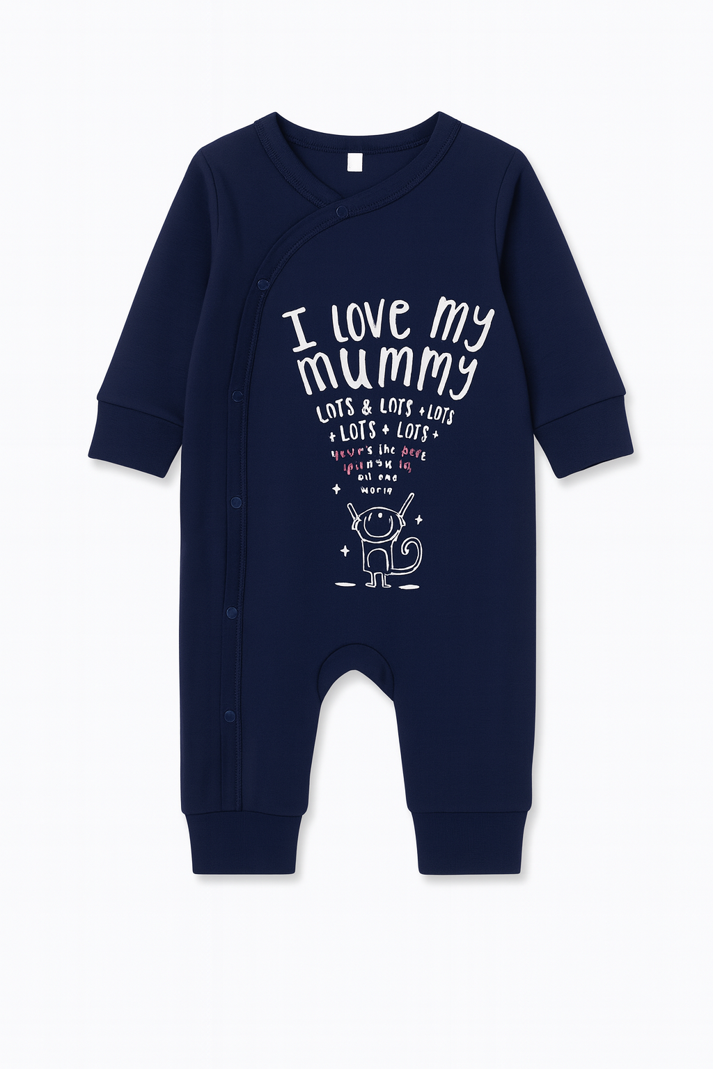 Navy I Love My Mummy Cotton Baby Romper