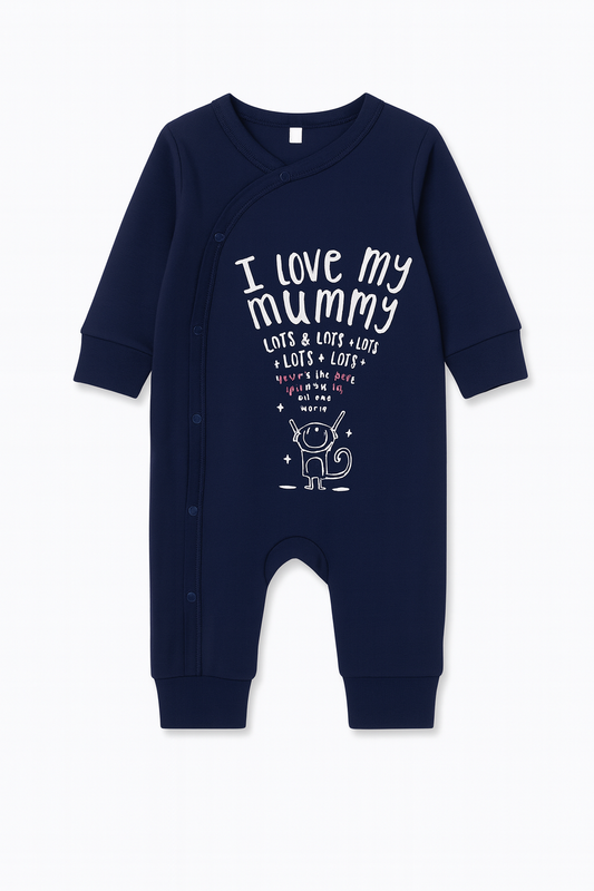 Navy I Love My Mummy Cotton Baby Romper