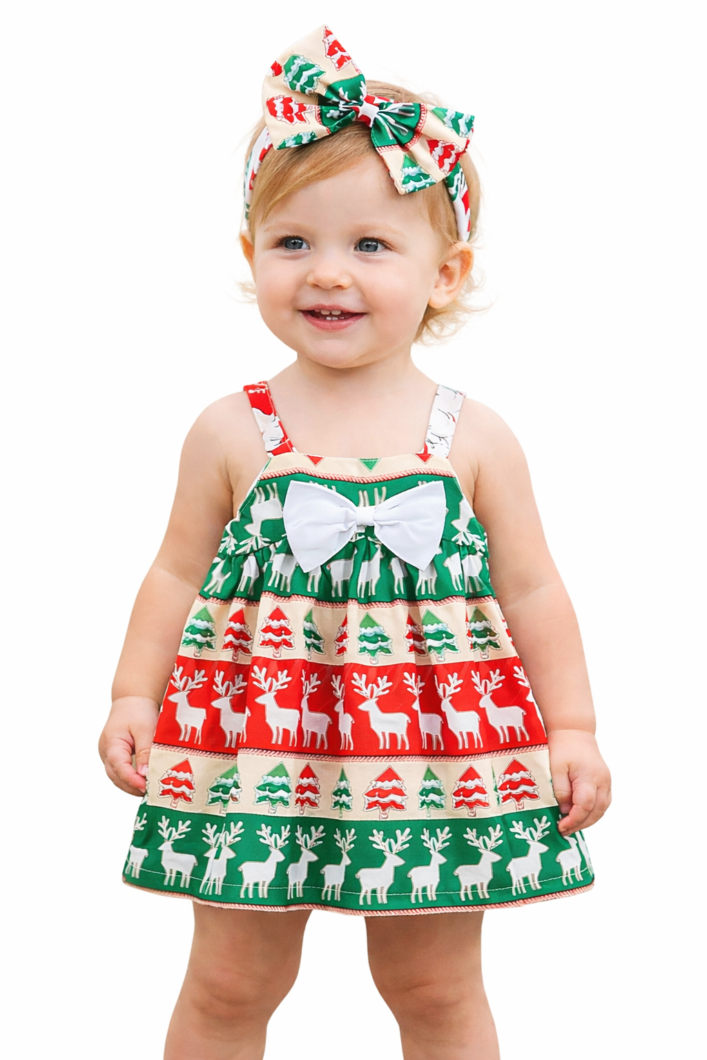Christmas Design Girl Dress and Headband