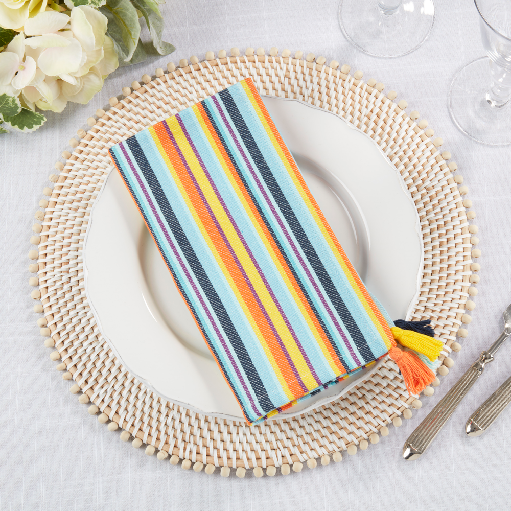 375 - Multicolor Fiesta Stripe Cotton Tasseled 20" Napkin