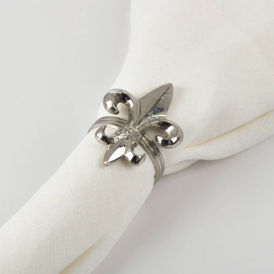NR989 - Silver Fleur De Lis Metal Napkin Ring