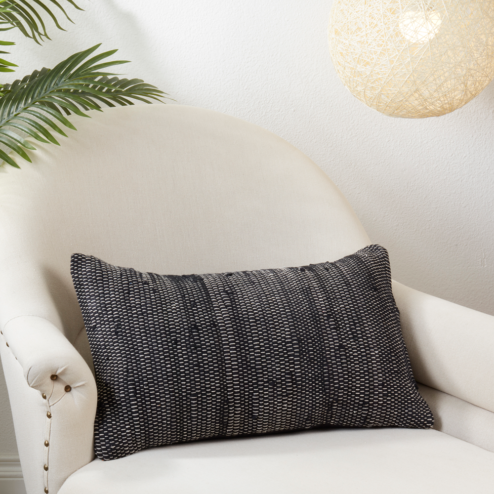 3332 - Black Chindi Cotton 14"X23"  Throw Pillow