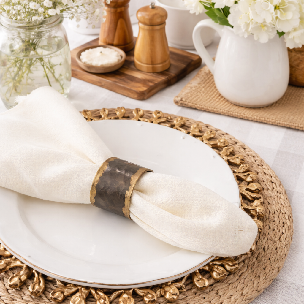 Gold Rim Galvanized Metal Napkin Ring