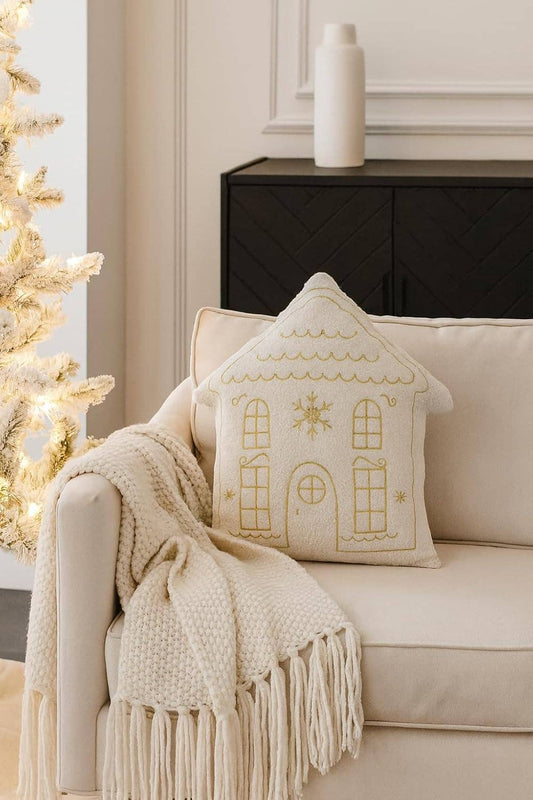 PLW0175 - Ivory Winter House Plush Filled Throw Pillow