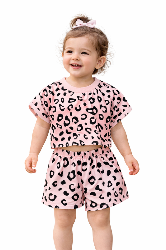 Pink Leopard Print 2-Piece Toddler Girl Outfit