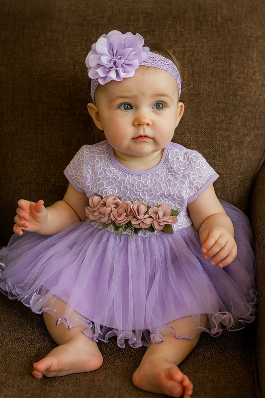 Purple Lace Tulle Baby Flower Girl Dress